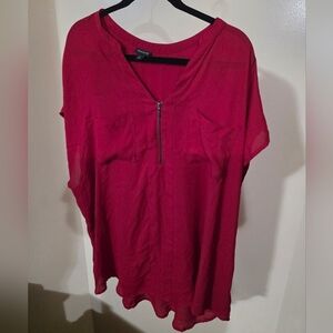 EUC Torrid Red Zip-Front Dolman Blouse